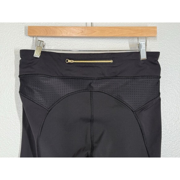 LULULEMON *RARE* Lab REPETITION CROP Mesh gold zipper Size 10 Solid Black Ruffle - Picture 6 of 13